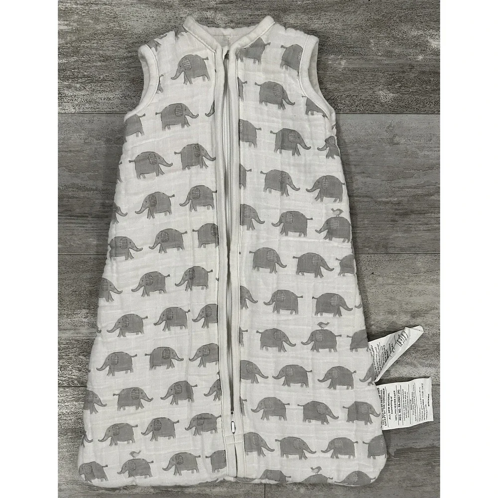 Pottery Barn Baby Sleep Sack Zip Wearable Blanket 6 12 M Taylor Gray Elephants
